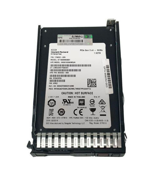 869252-003 HPE 1.92TB PCI Express x4 NVMe Read Intensive 2.5-inch Internal Solid State Drive (SSD)