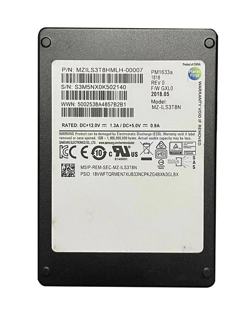 MZ-1LS3T8N Samsung 3.84TB 12GB S Tlc SAS Iii 2.5 Inch SSD