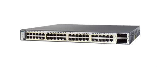 WS-C3750E-48PD-EF Cisco Catalyst 3750E 48-Ports 10/100/1000 RJ-45 PoE Multi Layer Stackable Ethernet Switch with 2x Uplink Ports (Refurbished)