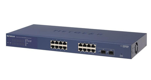GS716T NetGear ProSafe 16-Ports RJ-45 10/100/1000Mbps 1000Base-T Gigabit Ethernet Rack-mountable Smart Managed Switch with 2x 1000Base-X SFP Ports (Re
