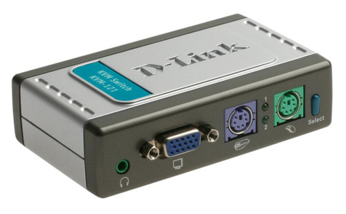 KVM-121 D-Link 2-Port PS/2 KVM Ethernet Switch with Audio Support (Refurbished)