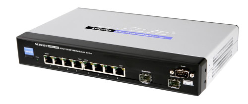 SRW2008MP Linksys 8-Ports 10/100/1000 RJ-45 Ports Ethernet Switch and 2 Shared MiniGBIC Slots with WebView and Maximum POE (Refurbished)