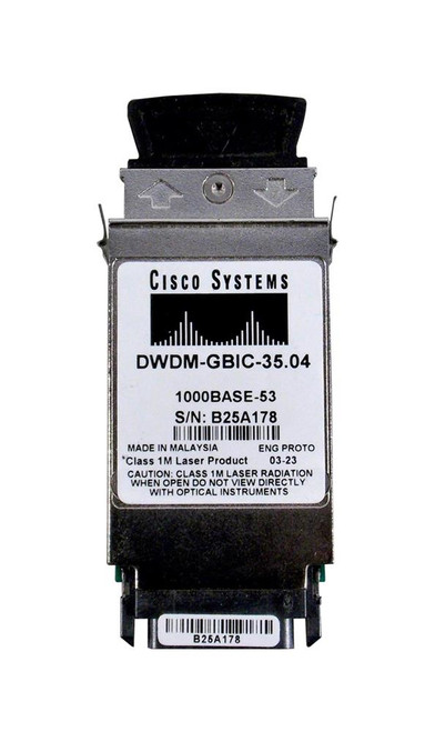 DWDM-GBIC-35.04 Cisco 1.25Gbps 1000Base-DWDM Single-Mode Fiber 80km 1535.04nm Duplex SC Connector GBIC Transceiver Module (Refurbished)