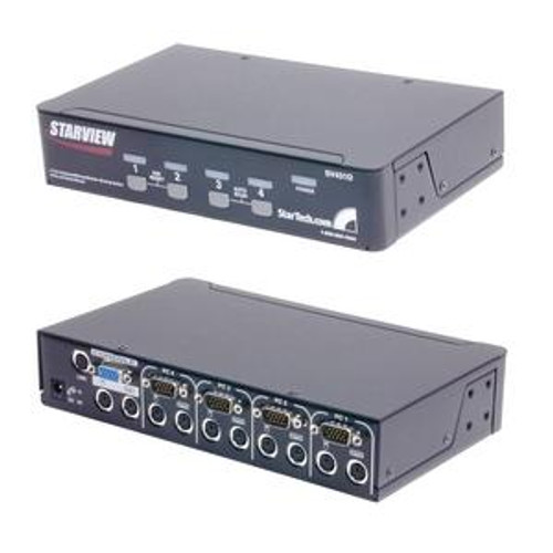 SV431D StarTech 4 x mini-DIN (PS/2) Keyboard 4 x mini-DIN (PS/2) Mouse 4 x HD-15 Video 1U Rack-mountable KVM Switch (Refurbished)
