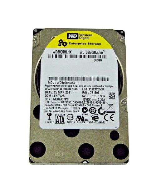 WD6000HLHX-75JJPV Western Digital VelociRaptor 600GB 10000RPM SATA 6Gbps 32MB Cache 3.5-inch Internal Hard Drive