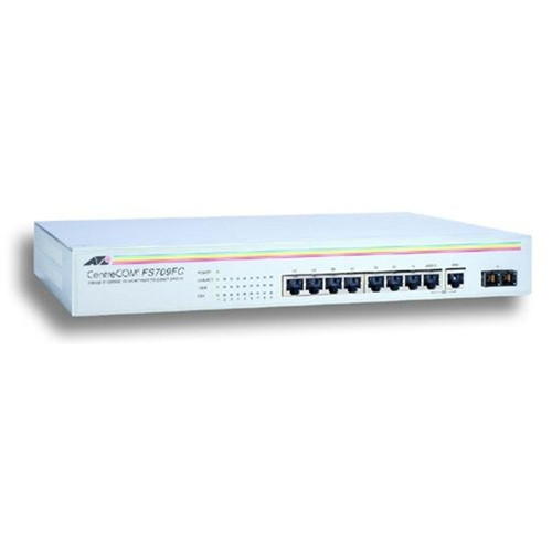 AT-FS709FC-10 Allied Telesis 8-Ports RJ-45 10/100Base-TX Unmanaged Switch with 1-Port 100Base-FX SC Uplink Port (Refurbished)