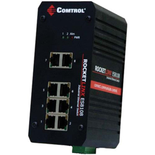 32055-5 Comtrol RocketLinx ES8108 Fast Ethernet Industrial Switch 8 x 10/100Base-TX LAN (Refurbished)