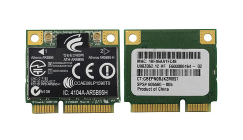 605560-005 HP 300Mbps 2.4GHz IEEE 802.11b/g/n Half Mini PCI Express WLAN Wireless Network Adapter Card