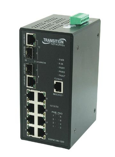 SISPM1040-182D-LRT Transition Networks 8-Ports 10/100Base-TX Industrial Managed Ethernet Switch with PoE (Refurbished)