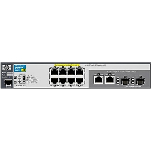 J9565A HP ProCurve 2610-8G-PoE 8-Ports Managed Stackable Fast Ethernet Switch with 2-Ports Gigabit SFP+ (Refurbished)