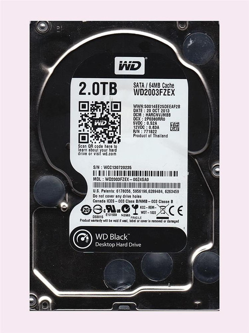 WD2003FZEX-OOZ4SAO Western Digital Black 2TB 7200RPM SATA 6Gbps 64MB Cache 3.5-inch Internal Hard Drive