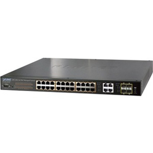 WGSW-28040P Planet Technology IPv6 Managed 24-Ports 802.3af PoE Gigabit Ethernet Switch + 4-Port SFP (Refurbished)