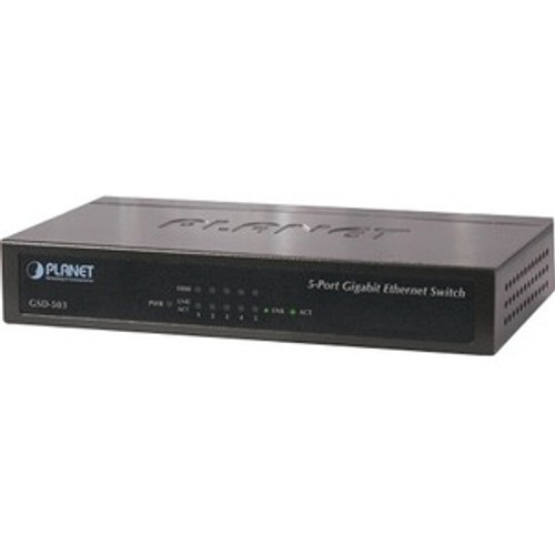 GSD-503 Planet Technology 5-Port 10/100/1000Mbps Gigabit Ethernet Switch (Refurbished)