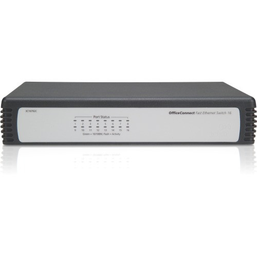 JD858AS#ABA HP 16-Ports 10/100Base-TX RJ-45 Unmanaged Desktop Fast Ethernet Switch (Refurbished)