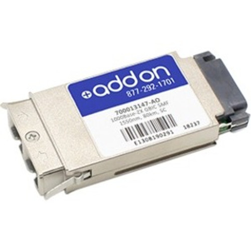 700013147-AO AddOn 1.25Gbps 1000Base-ZX Single-mode Fiber 80km 1550nm Duplex SC Connector GBIC Transceiver Module for Avaya Compatible