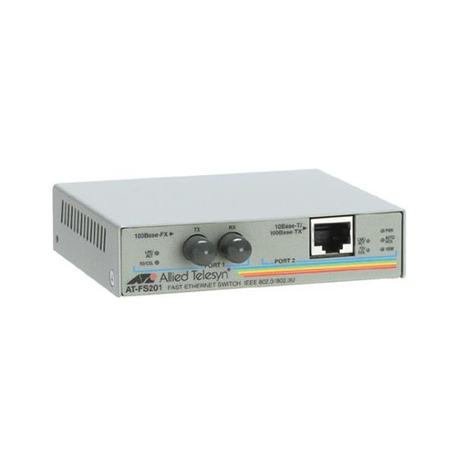 AT-FS201-30 Allied Telesis 10/100TX (RJ-45) to 100FX (ST) 2-Port Unmanaged Switch (Refurbished)