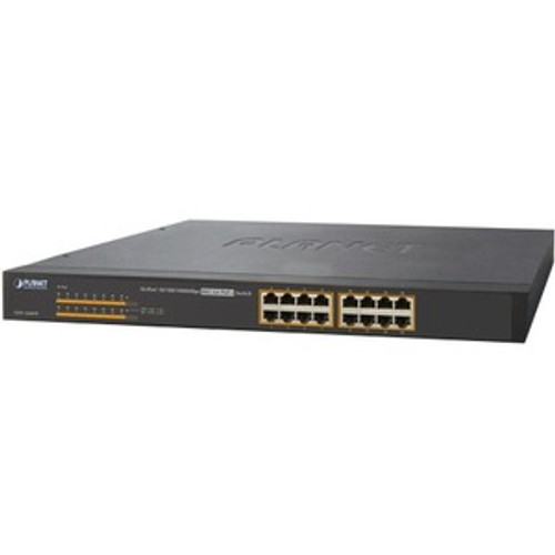 GSW-1600HP Planet Technology 16-Ports 10/100/1000 unmanaged Gigabit Ethernet 802.3at POE+ Switch (Refurbished)
