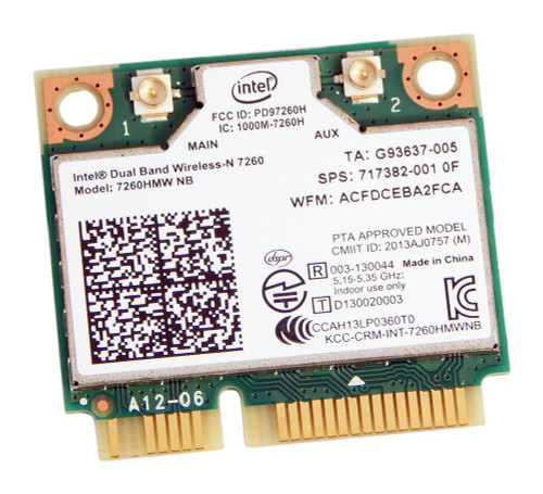 717382-001 HP 867Mbps 2.4GHz IEEE 802.11a/b/g/n Bluetooth 4.0 Mini PCI Express Wireless Network Card