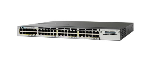 WS-C3750X-48U-E Cisco Catalyst 48-Ports 10/100/1000Base-T RJ-45 UPOE Manageable Layer3 Rack-mountable 1U Stackable Modular Switch with 1x Espansion Slot