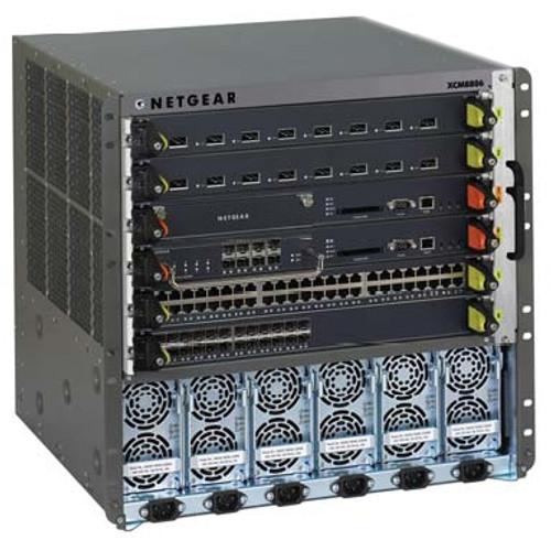 XCM8806-10000S Netgear XCM8806 Switch Chassis Manageable 6 x Expansion Slots 4 Layer Supported 3 Year (Refurbished)