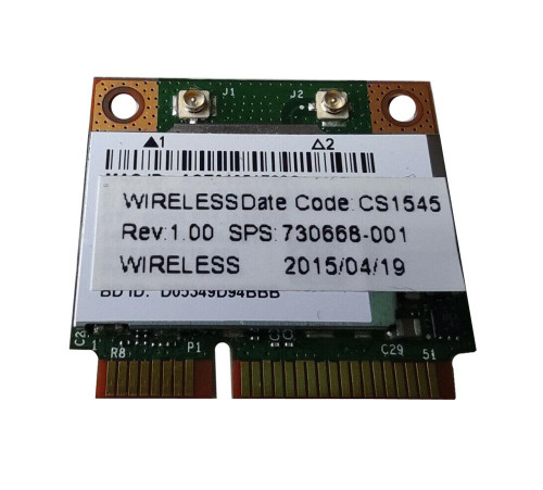 730668-001 HP Dual-band 300Mbps 2.4GHz IEEE 802.11a/b/g/n Bluetooth 4.0 Mini PCI Express Wireless Network Card