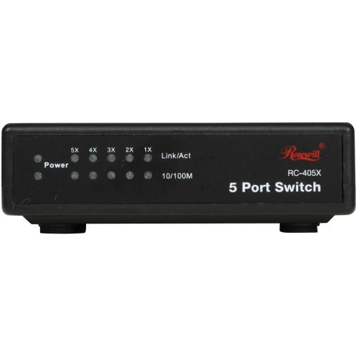 RC-405X Rosewill RC-405X Switch 10/100Mbps 5 x RJ45 5 Ports 5 x RJ-45 10/100Base-TX Desktop (Refurbished)