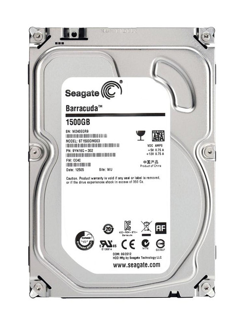 9YN16G-302 Seagate Barracuda 7200.14 1.5TB 7200RPM SATA 6Gbps 64MB Cache 3.5-inch Internal Hard Drive