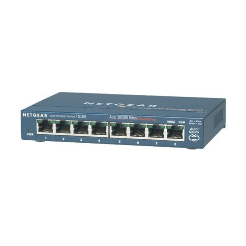 FS108NAR NetGear ProSafe 8-Ports 10/100Mbps Fast Ethernet Desktop Switch (Refurbished)
