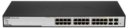 DGS-1224TP_BIN1 D-Link Web Smart 24-Ports Gigabit PoE Switch with 4 Combo SFP Slots (Refurbished)