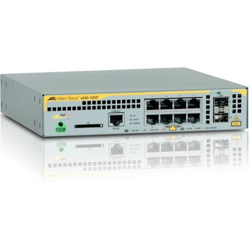 AT-X230-10GP-10 Allied Telesis 8-Ports 10/100/1000Base-T Poe+ Layer 2 Switch with 2x100/1000Base-X SFP Ports (Refurbished)