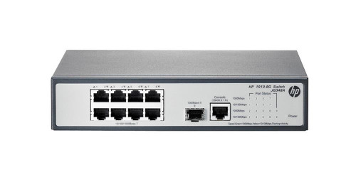 JG348AS#ABA HP 1910-8G 8-Ports 10/100/1000Mbps RJ-45 Manageable Layer3 Rack-mountable Ethernet Switch with 1x Gigabit SFP Port (Refurbished)