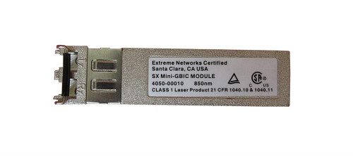 4050-00010 Extreme Networks 10Gbps 10GBase-SR 850nm SFP (Mini-GBIC) Transceiver Module (Refurbished)