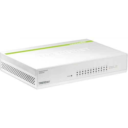 TEG-S24D TRENDnet 24-Ports RJ-45 Gigabit Greennet Switch Fanless Unmanaged Desktop Switch (Refurbished)