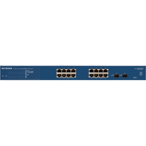 GS716T-300NAS NetGear ProSafe 16-Ports RJ-45 10/100/1000Mbps 1000Base-T Gigabit Ethernet Rack-mountable Smart Managed Switch with 2x 1000Base-X SFP Po
