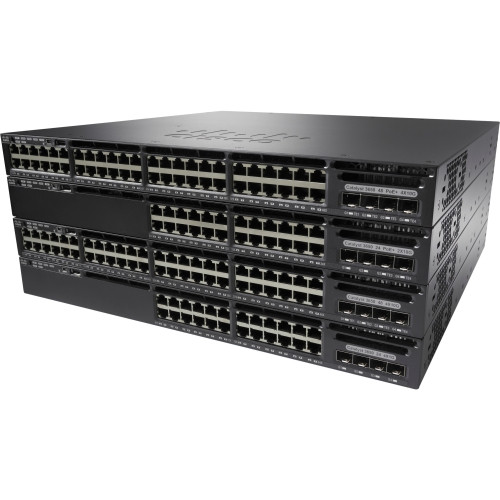 EDU-C3650-48PD-S Cisco Catayst WS-C3650-48PD 48-Ports PoE+ Twisted Pair and Optical Fiber 10/100/1000 Layer3 Manageable Rack-Mountable and Desktop Switch with 2x