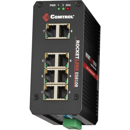 32059-3 Comtrol RocketLinx ES8108F-M-XT Unmanaged 8-Ports industrial Ethernet Switch extended temperature Multi-Mode Fiber (Refurbished)