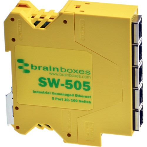 SW-505 Brainboxes Ethernet Switch 5 Network Twisted Pair 2 Layer Supported Rail-mountable, Wall Mountable (Refurbished)