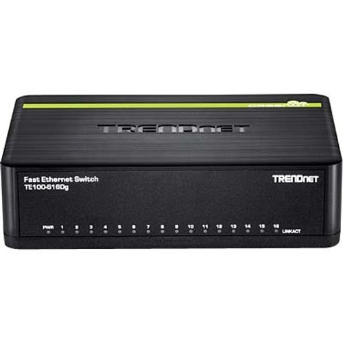 TE100-S16DG TRENDnet 16-Ports RJ-45 10/100mbps Fast Ethernet Greennet Switch (Refurbished)