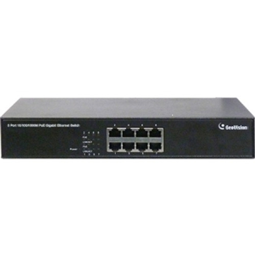 GV-POE0810 GeoVision 8-Port Gigabit 802.3at PoE Switch 2 Layer Supported Rack-mountable, Desktop (Refurbished)