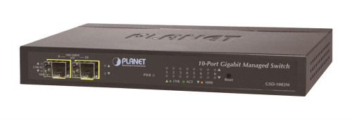 GSD-1002M Planet 8-Port 10/100/1000Mbps + 2-Port 100/1000X SFP Managed Desktop Switch - 8 Ports - Manageable - Gigabit Ethernet - 10/100/1000Base-T,