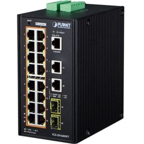 IGS-20160HPT Planet IGS-20160HPT Ethernet Switch - 18 Ports - Manageable - Gigabit Ethernet - 1000Base-SX/LX/BX - 4 Layer Supported - Modular - 2 SFP Slots - AC