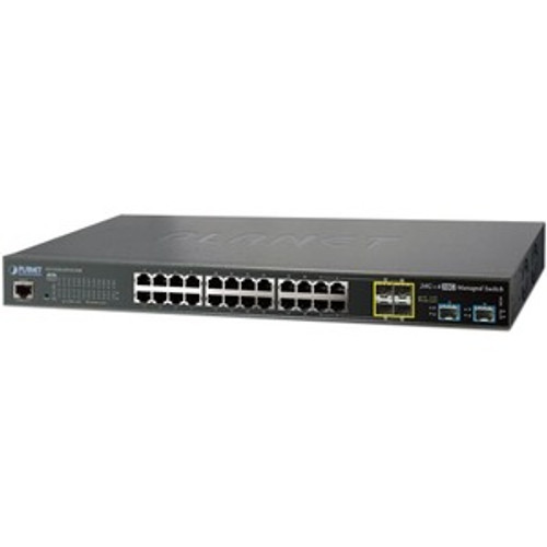 GS-5220-20T4C4X Planet L2+ 24-Port 10/100/1000T + 4-Port Shared SFP + 4-Port 10G SFP+ Managed Switch - 24 Ports - Manageable - 10GBase-SR - 3 Layer Supported -