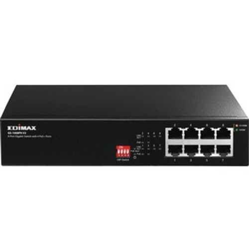 GS-1008PH V2 Edimax Long Range 8-Port Gigabit Switch with 4 PoE+ Ports & DIP Switch - 8 Ports - 2 Layer Supported - Twisted  (Refurbished) GS-1008PH