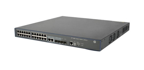 JG301-61301 HP FlexNetwork 3600 24-Ports 10BASE-T/100BASE-TX RJ-45 PoE Manageable Layer4 Rack-mountable Stackable Switch with 4x SFP (MINI-GBIC) Ports and 2x