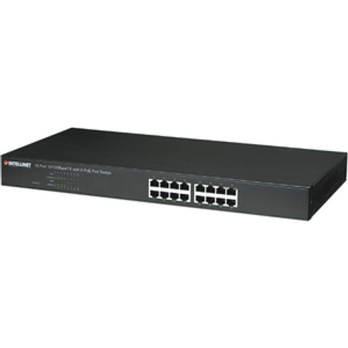 560405 Intellinet Network Solutions 16-Port Fast Ethernet Rackmount PoE Switch - 8 x 7.3 Watts PoE Ports, 8 x Standard RJ45 Ports, Class 2 IEEE 802.3af