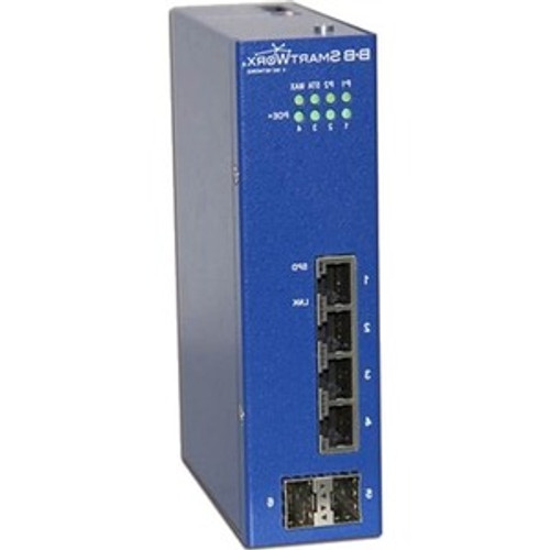 ESWGP206-2SFP-T B+B SmartWorx 6 Port Gigabit Industrial PoE+ Ethernet Switch with 2 SFP ports - 6 Ports - Gigabit Ethernet - 10/100/1000Base-TX, 1000Base-X - 2