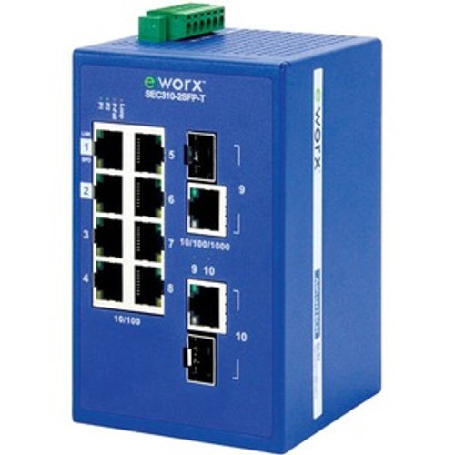 SEC310-2SFP-T B+B SmartWorx 8-port 10/100Mbps + 2-port GbE Combo Monitored Ethernet Switch - 10 Ports - Manageable - Gigabit Ethernet, Fast Ethernet -