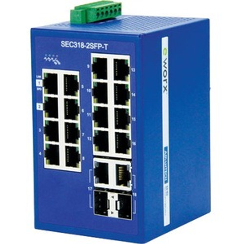 SEC318-2SFP-T B+B SmartWorx 16-port 10/100Mbps + 2-port GbE Combo Monitored Ethernet Switch - 18 Ports - Manageable - Gigabit Ethernet, Fast Ethernet -