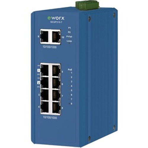 SEGP310-T B+B SmartWorx 10 Port PoE+ Ethernet Switch with SNMP and Modbus/TCP Capability - 10 Ports - Manageable - Gigabit Ethernet - 10/100/1000Base-T - 2