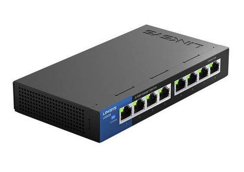 LKSLGS108 Linksys Lgs108 8-Ports 10/100/1000Base-T RJ-45 Layer2 Desktop Wall-mountable Gigabit Switch (Refurbished)